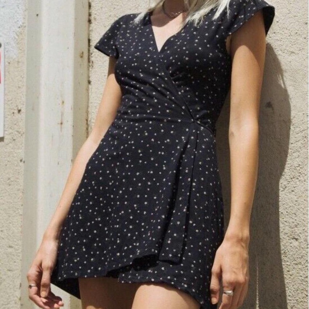 Blue Floral Brandy Melville Wrap Dress